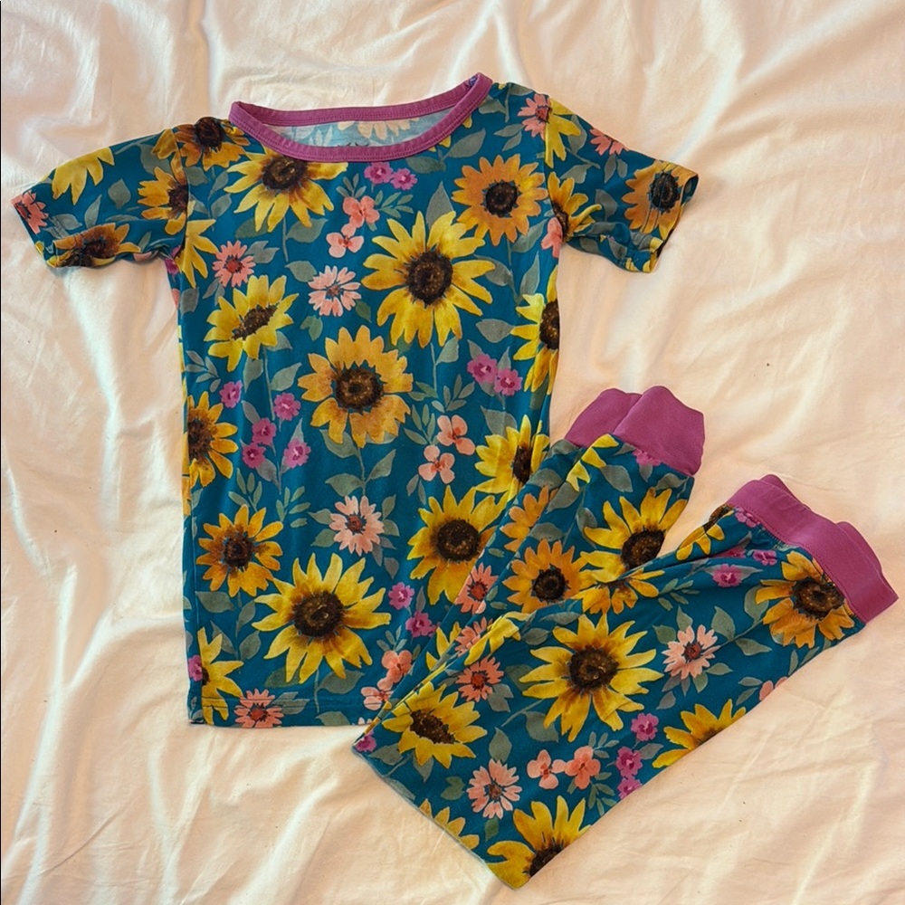 Little Sleepies Sunflower and Pink Floral Pajama Set